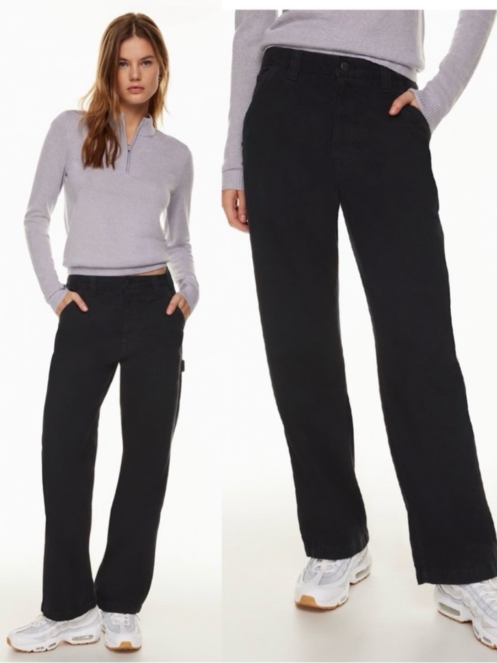 Aritzia TNA Greenwich Pants in Black. High Waist, Wide Leg